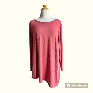 Eileen Fisher lightweight viscose jersey knit cinnamon ballet neck tunic top 3X